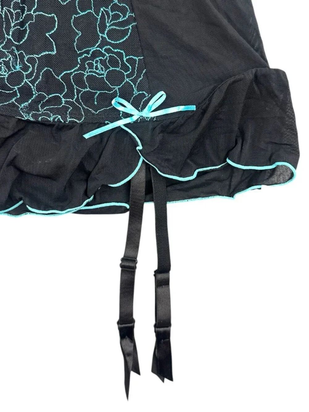 Vintage Undercover Wear Black & Turquoise Floral Corset Top